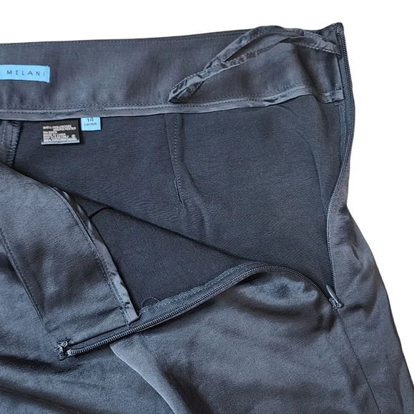 ANTONIO MELANI Satin Black Wide Leg Trousers - Picture 5 of 12